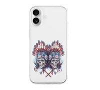 Skull U.S. Native Chief with Axes Cell Phone Basic Cases Compatible with iPhone 16/16 Plus/16 Pro/16 Pro Max/16 E