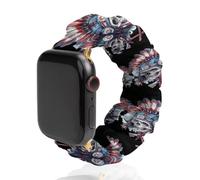 Skull U.S. Native Chief with Axes Watch Band Compatible with IWatch Bands Series 6 5 4 3 2 1 Elastic Replacement Wristband