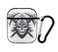 Skull Vikings Warrior PC Headphone Case for AirPods 1 And 2 Earphone Cover Earbuds Accessories with Keychain