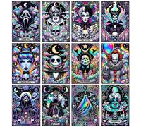 Skull Villain Diamond Painting Art Maleficent Evil Queen 5D DIY Full Diamond Embroidery Mosaic Cross Stitch Kits Home Decoration 20x30cm Round FDX5733