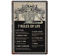 Skull Vintage Metal Sign 7 Rules Of Life Funny Bathroom Quote Retro Vintage Metal Plaque Sign S Wall Decor For Cafe Bar Kitchen Bathroom Home Art Wall Decor Plaque Gift 20x30cm