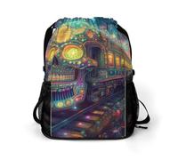 Skull Vintage Steam Train Gym Drawstring Bag with Shoe Compartment