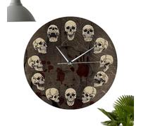 Skull Wall Clock Silent Battery Operated Halloween Horror Decor Indoor