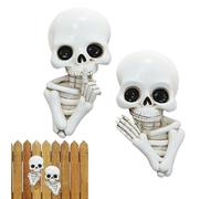 Skull Wall Decor | Peeping Skeleton Wall Art - Resin Gothic Door Decoration Corner For Halloween, Haunted House, Office, Dorm, Bedroom, Party Wall Hanging Indoor Outdoor Decor