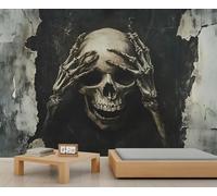 Skull Wall Murals, Gothic Mural, Goth Skeleton Large Wallpaper for Living Room, Halloween Wall Mural - 390x260cm (Not Peel n' Stick)