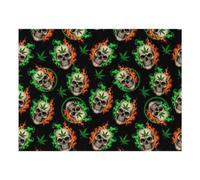 Skull WeedLeaf Leaves Black Pet Mat for Food and Water Bowl | Pet Feeding Mat Absorbent Dog Mat for Food and Water Bowl No Stains Easy Clean Dog Food Mat Quick Dry Water Dispenser