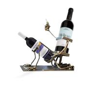 Skull Wine Bottle holder. Suitable for A Variety of Bottles. Funny Metal Skull Skeleton Bar Decor, Steampunk Style Wine Rack for Home Kitchen, or Man Cave Gift,Metallic