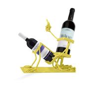 Skull Wine Bottle holder. Suitable for A Variety of Bottles. Funny Metal Skull Skeleton Bar Decor, Steampunk Style Wine Rack for Home Kitchen, or Man Cave Gift,Gold