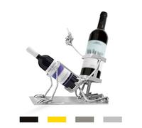 Skull Wine Bottle holder. Suitable for A Variety of Bottles. Funny Metal Skull Skeleton Bar Decor, Steampunk Style Wine Rack for Home Kitchen, or Man Cave Gift,Silver