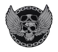 Skull Wings Patch, Large Skull Patches for Biker Jackets，Embroidery Appliqué Skeleton Parche,Punk Jacket Deco Skull Patch (White)