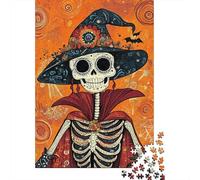 Skull Witch Art -1 1000-Piece Puzzle for Adults, 52x38cm/1000pcs, White Cardboard for Cleaner Sorting; to Return to Whenever Time Permits