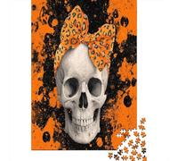 Skull with A Bow on Its Head1000 Piece Impossible for Adults Games Gifts Kids Challenge Jigsaw