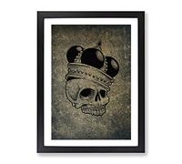 Skull With A Crown Modern Framed Print | A2 Black Framed Wall Art | Ready to Hang | Modern Skull Picture | Living Room Bedroom Lounge Office