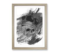 Skull With A Crown V1 Modern Framed Print | A3 Oak Framed Wall Art | Ready to Hang | Modern Skull Picture | Living Room Bedroom Lounge Office