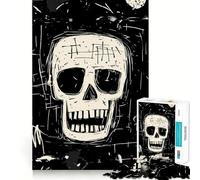 Skull with A Grin Illustration 1000 Piece Jigsaw Puzzle for Teenagers Mind Game Toy Stress Release Neat Cut Artistic Gift 38x52cm