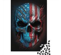 Skull With American Flag2 Puzzle for Teenagers 1000 Pieces Puzzle Brain Teaser Puzzles For Adults 1000pcs (75x50cm)