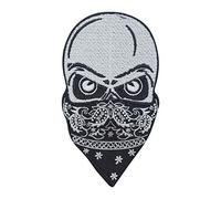 Skull with Bandana Patch Iron On | Applique for Leather Vests, Skull Badge, Biker Skull Embroidery, Motorcycle Jacket Sew-On - Finally Home