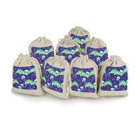 Skull With Bat Wings Printed Cotton And Hemp Bunches Pocket Drawstring Pouch 8 Pieces Reusable Gift Bags