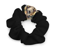 Skull with Bees Flowers Women's Hair Ties Elastic Scrunchies Silk Like Scrunchy Accessories for Sleep