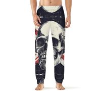Skull with British Flag Men's Breathable Pajama Pants Soft Lounge Pant Leisure Sleep Bottoms Gift for Home Beach Yoga M