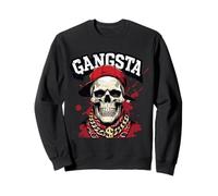 Skull with Cap and Chain in Bold Red Style Sweatshirt