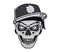 Skull with Cap Patch Iron On | Sew-On Patch for Leather Vests, Skull Patches, Biker Skull Embroidery, Motorcycle Jacket - Finally Home