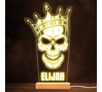 Skull With Crown Gothic Style Alternative Personalised Gift Lamp Night Light | Personalised Gift For Home, Lamp Room Décor | Kids & Adults Night Lights With Name | Personalised Gift For Bedroom |