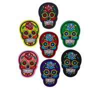 Skull with Flowers Roses Small Embroidered Iron On Sew On Patch Appliqué Patch (Grey)