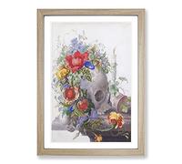 Skull with Flowers Vol.1 by Herman Henstenburgh Framed Print | A2 Oak Framed Wall Art | Ready to Hang | Modern Skull Picture | Living Room Bedroom Lounge Office