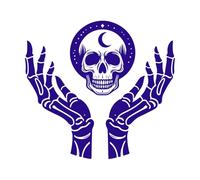 Skull with Hands Occult Mystical Magic Silhouette Art Lettering Decals 67.2x72.8cm Can Modify and add Information DarkBlue