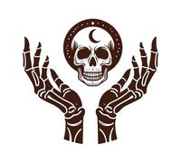 Skull with Hands Occult Mystical Magic Silhouette Art Mural and Wall Vinyl Decal 67.2x72.8cm Window Decals Coffee