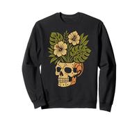 Skull with Hibiscus Flowers Botanical Tropical Aesthetic Sweatshirt