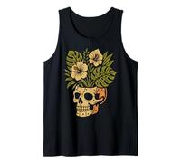 Skull with Hibiscus Flowers Botanical Tropical Aesthetic Tank Top