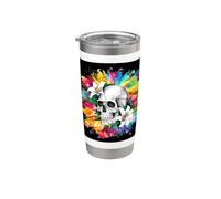 Skull with Lilies for goths and emos Stainless Steel Insulated Tumbler