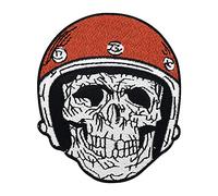 Skull with Motorcycle Helmet Iron-On Patch Biker Patches for Leather Vests, Iron-On Motifs Finally Home
