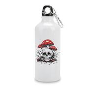 Skull with Mushrooms Travel Aluminum Water Bottle, Sport Bottle with Twist Cap Buckle for Men Women Camping Hiking 600ml
