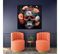 Skull with Orange Flower Wall Art