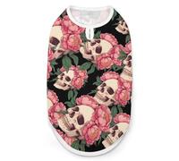 Skull with Peonies Fashion Dog Shirts Printing Pet Clothes Sleeveless Pets Vest for Dogs Puppy Cats S