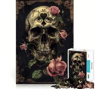 Skull with Pink Roses III 1000 Piece Jigsaw Puzzles for Teenagers Jigsaw Solid Logic Toy Calm Fun Precision Cut Santa Wish Item 50x75cm