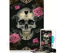 Skull with Pink Roses VI 1000 Piece Jigsaw Puzzles for Adults Pure Logic Toy Soothing Fun Sharp Cut Amazing Present 50x75cm