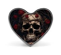 Skull with Red Rose Heart Pin, 1 Inch Metal Love Lapel Pins - Lightweight, Smooth Edges, Versatile Badge Brooch for Jackets, Shirts, Bags, Gifts for Friends, Family