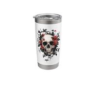 Skull with red Roses and Thorns - Gothic Stainless Steel Insulated Tumbler