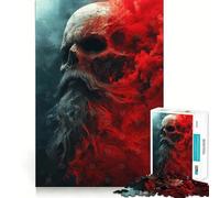 Skull with Red Smoke Jigsaw Puzzle for Teenagers 1000 Pieces Fine Logic Toy Calm Pastime Neat Edge Art Collection Piece 38x26cm