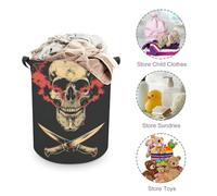 Skull with Red Smoke Rising Minimal Laundry Baskets Laundry Hamper Waterproof Foldable Storage Bin Dirty Clothes Laundry Basket for Living Room Bathroom
