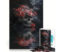 Skull with Roses And Smoke 1000 Piece Jigsaw Puzzles for Adults Pure Logic Toy Soothing Fun Sharp Cut Amazing Present 38x52cm