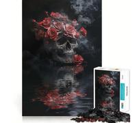 Skull with Roses And Smoke Jigsaw Puzzles for Teenagers 1000 Piece Smart Toy Leisure Time Accurate Cut Seasonal Gift 50x75cm