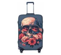Skull With Roses And Sunglasses Travel Luggage Covers - Elasticity Suitcase Covers Protector for Luggage 18-32 Inch