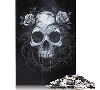Skull with Roses - Gothicre Puzzles 1000 Teile Schwer Puzzle Spielzeug Lernspiel Impossible Herausforderungsspielzeug Für Erwachsene Und Kinder Ab 14 Jahren 1000pcs (75x50cm)