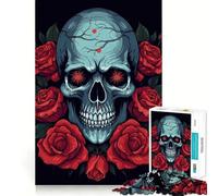 Skull with Roses Jigsaw Puzzles 1000 Piece for Teenagers Enhance Memory Leisure Time Solid Cut Santa Wish Item 50x75cm