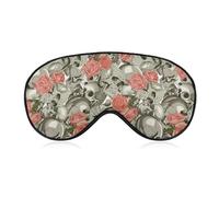 Skull with Roses Pattern Unisex Light-Blocking Eye Mask Sleep Mask Suitable for Naps at Home, in The Office, and on Airplanes